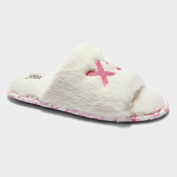 Women's dluxe by dearfoams XOXO Fur Slide Slippers - Ivory - Picture 1 of 11